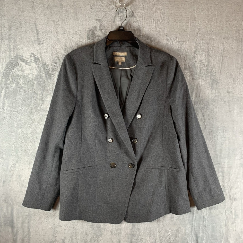 Talbots Women's‎ Blazer Jacket Wool Double Breasted Gray Italy Career Lined 16